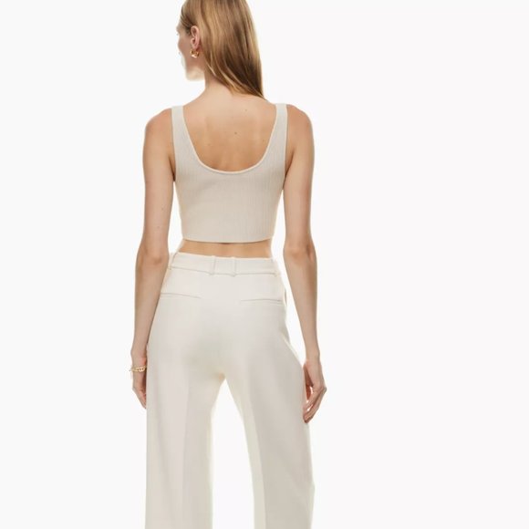 Aritzia Babaton Sculpt Knit Scoopneck Cropped Tank Matte Pearl S - Picture 3 of 7